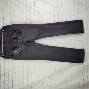 Chicos Platinum Ultimate Fit Black Wash Sequin Jeans Size 0 Regular 4 S